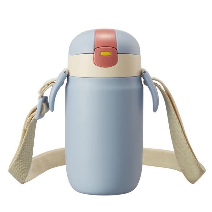 Ejoyous Edelstahl-Wasserflasche, Vakuumisolierter Becher mit Deckel und Strohhalm, Weiter Öffnung, Rutschfester, 295-g-Trinkflasche für Studenten, Pendler, Büroreisen (360 ml)