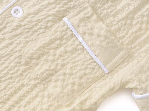 Topgal Toddler Button-Down Textured Crinkle Style Pajamas for Unisex Kids 2PC Set Short Sleeve Lovely PJS Size 2T-5T3