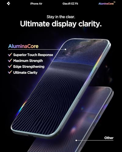 Spigen Glas.tR EZ Fit Schutzfolie kompatibel mit iPhone Air, 2 Stück, Kratzfest, inklusive Installationskit, Kristallklar, 9H Härte Folie 5