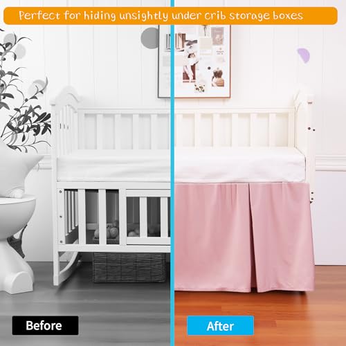 Image of Crib Bed Skirt Dust Ruffle 100% Cotton - Natural, Soft, Breathable for Baby's Delicate Skin, Nursery Toddler Crib Bed Skirt for Baby Boys Girls, Fits Standard Cribs 28 inch x 52 inch with 14 inch Drop