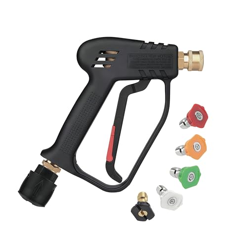 Swivel Pressure Washer Gun with M22-14mm ID Inlet Fitting Include a Quick Connector Supports Nilfisk & Bosch Systems - Trigger Gun for Auto Cleaning Features 1/4 Outlet with 5 Nozzle Tips