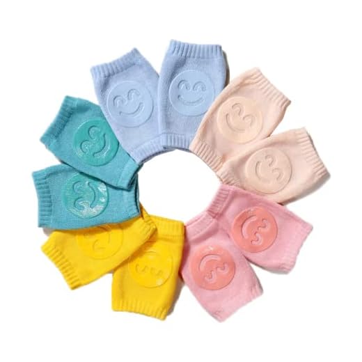 Little World Baby Knee Pads for Crawling - 5 Pack Anti Slip Unisex Baby Knee Protectors - Toddler Knee Pads (Smiling)
