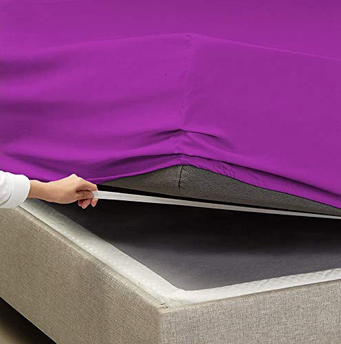Image of YRM Bedding's Purple 600-TC Oraganic Cotton 4 Pcs King Size Bedsheet Fitted (72 inchx78 inch), Flat (102 inchx108 inch) and Pillow Cover (18 inchx28 inch) Feet for 4 inch and 8 inch Inch Mattress
