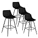 WOLTU 4X Taburete de Bar con Respaldo Paquete de 4 Marco de Metal Muebles Cocina Asiento de Terciopelo Taburete Alto Cocina Sillas Alta Bar Cocina Negro BH143sz-4