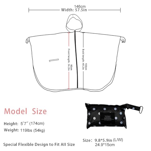 POWINSUN Fashion Hooded Rain Poncho Waterproof Raincoat Jacket with pocket for Men/women/Adult