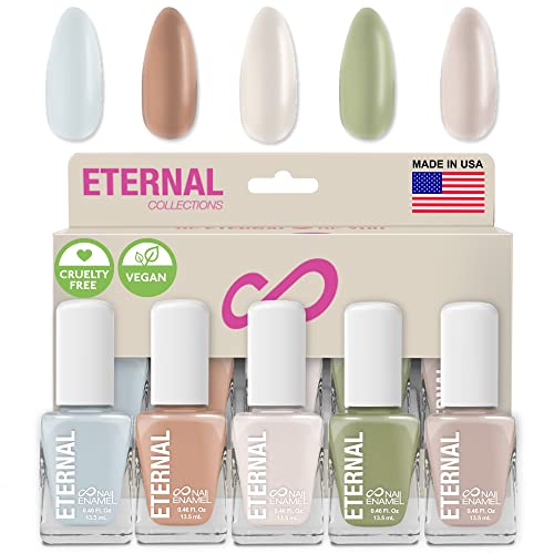 Eternal Pastel Nail Polish Sets for Women (CHIC PASTELS) - Pastel Nail Polish Set for Girls | Long Lasting & Non Toxic Nail Polish Kit for Home DIY Manicure & Pedicure | Made in USA, 13.5mL (Set of 5)