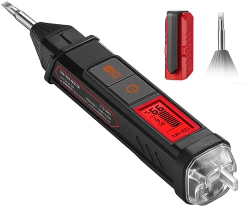 AstroAI Non-Contact Voltage Tester Pen with Screwdriver, Electrical Tester with Signal Percentage, Dual Range AC 12V/70V-1000V, Live/Null Wire Tester, Wire Breakpoint Finder, Buzzer Alarm-Red