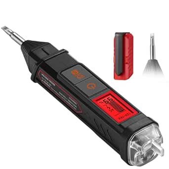 AstroAI Non-Contact Voltage Tester Pen with Screwdriver, Electrical Tester with Signal Percentage, Dual Range AC 12V/70V-1000V, Live/Null Wire Tester, Wire Breakpoint Finder, Buzzer Alarm-Red