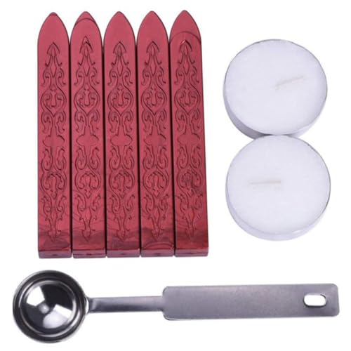 Uonlytech 2 Juegos De Pintura Ignífuga Barra De Cera Cuchara De Lacre Cuchara De Cera De Fusión De Acero Inoxidable Sellos De Sobre Accesorios De Sellado Sellos De Lacre Sellos De
