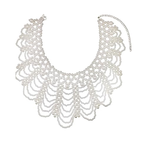 RBG Dissent Pearl Collar Necklace for Women Vintage Chunky Detachable Beaded Blouse Fake Collar Choker Necklace Ruth Bader Feminist Collar Necklace (B)