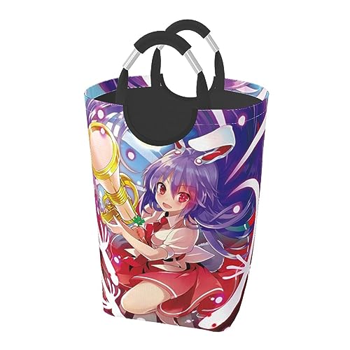 東方れいせん・うどんげいん・イナバ ランドリーバスケット ランドリーバッグ ランドリー収納 防水 取っ手付き 収納バスケット 折り畳み 大容量 衣類収納バッグ 省スペース 蓋なしかご