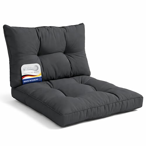 Beautissu Set Cojines Sofa Exterior Jardin Asiento 60x60 cm y Respaldo 60x40 cm Antracita – Cómodo Cojin Exterior para Silla Lounge y Acolchado Ratán, Muebles Jardín Sillones – xLuna