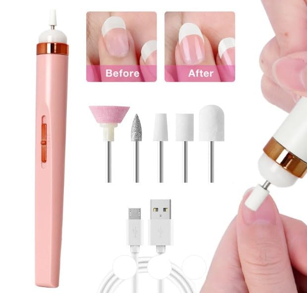 rechargeable 5 in 1 electric manicure nail drill file grinder grooming kit callus remover set nail buffer polisher usb automatic 5 drill bits usb automatic 5 drill bits nail care