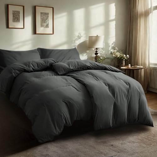 Komfortec Bettwäsche 135x200 4teilig Bettwäsche-Sets 2 Bettbezüge 135x200 cm + 2 Kissenbezüge 80x80 cm, Anthrazit mit Reißverschluss Komfortec Bettwäsche 135x200 4teilig Bettwäsche-Sets 2 Bettbezüge 135x200 cm + 2 Kissenbezüge 80x80 cm, Anthrazit mit Reißverschluss