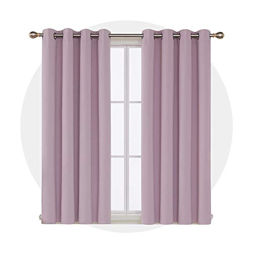 Image of Deconovo Thermal Insulated Window Treatments Grommet Top Blackout Darkening Curtain Girls Room, 52x63 Inch, Lavender-1 Panel