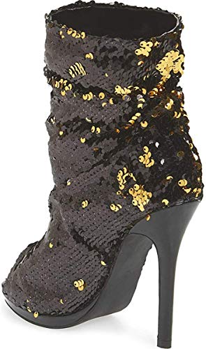 XYD Women Sexy Peep Toe Sequins Ankle Boots Stiletto High Heel Zip Up Autumn Prom Evening Party Dress Booties2