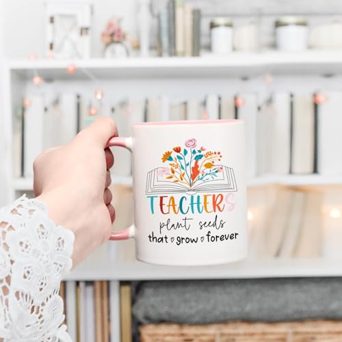 Cabtnca Teacher Appreciation Gifts for Women, Teacher Plants Seeds That Grow Forever Coffee Mug, Christmas Birthday Gifts for Teachers, 11 Oz