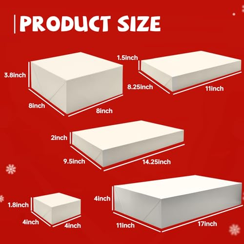 EVERECO 20PCS Christmas Gift Box Set with Lids 5 Assorted Sizes White Gift Boxes with Lids for Birthday Christmas, Holiday, Ideal for Robes, Sweaters, Shirts - Image 7