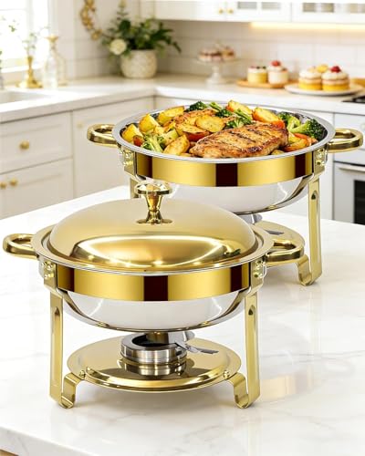 Food Warmer Buffet Server 6L Round Chafing Dish Buffet Set 2-Pack