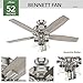 Hunter Fan Company, 54190, 52 inch Bennett Brushed Nickel Ceiling Fan with LED Light Kit and Handheld Remote