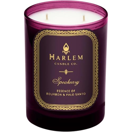 HARLEM CANDLE CO. Speakeasy - Luxury Scented Soy Candle, 11 oz - 80-Hour Burn Time | Palo Santo, Cardamom, Incense, Bourbon, Tobacco and Patchouli | Scented Candles for Home