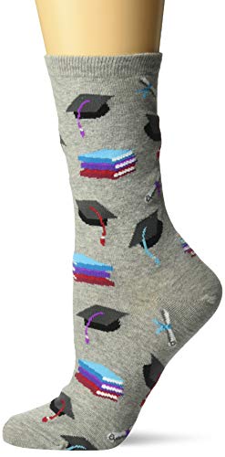 Hot Sox Women's Conversation Starter Novelty Casual Crew Socks, Graduation (Sweatshirt Grey), Shoe