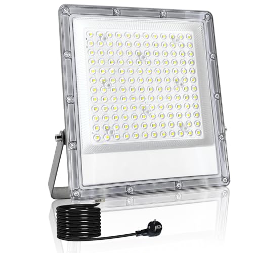 Indmird Focos LED Exterior 150W, Superbrillante 15000LM Proyector LED IP66 Impermeable 6500K Blanco Frío - Iluminación de Seguridad Para Patio, Jardín, Terraza, Entrada