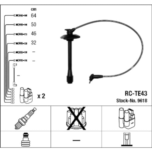 Cables de encendido NGK RC-TE43 ref. 9618 para automoción 2