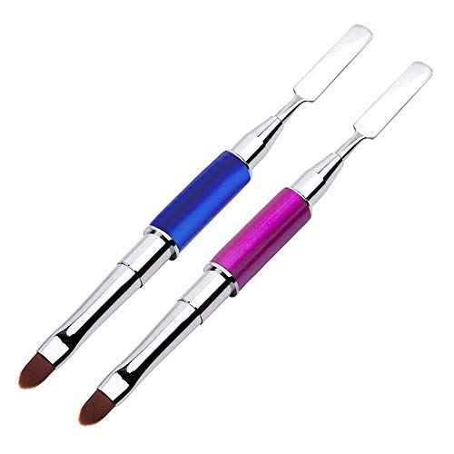 2PCS Pennelli per unghie,Kalolary 2 in 1 Pennello per pittura per unghie Nail Art Design Set, Raschiatore per pelapatate Poly gel Picker e Nail Pusher, Strumento Per Manicure Fai Da Te