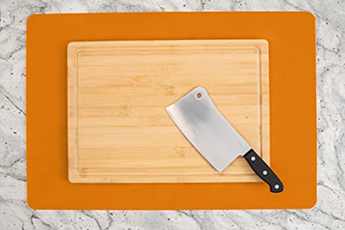 Image of GASARE, Set of 2, Extra Large, Thick, Silicone Mats for Kitchen Counter, Heat Resistant Mats, Countertop Protector, Non-Slip, Easy to Clean, 25 x 17 Inches x 1.4mm, Orange