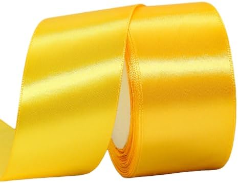 Yellow Satin Ribbon - 50mm Wide - 5 Meter - for Gifts Wrap, Sew ...