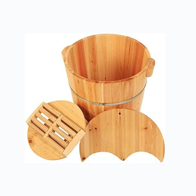 Cubeta para baño de pies de madera maciza natural