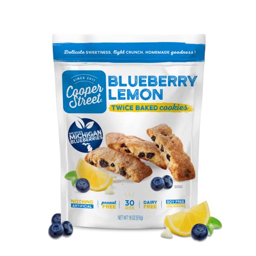 Cooper Street Italian Biscotti Cookies - Lemon Blueberry, 18oz, Peanut & Dairy Free, Satisfies Sweet Tooth, Made with 100 Year Old Family Recipe, No Artificial Flavors, Sodium Free