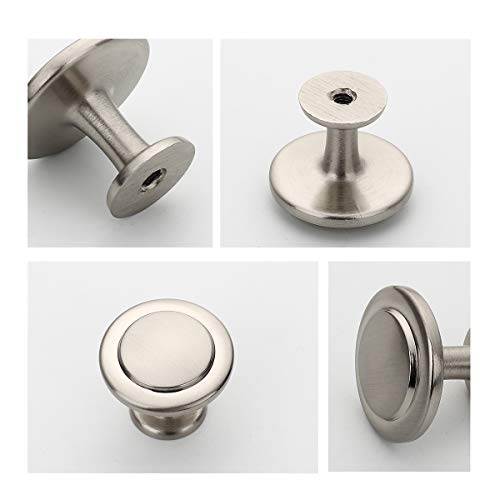 Furniware 10 Pack Cabinet Hardware Sturdy Knobs, Kitchen Door Cabinet Brushed Satin Nickel Modern Solid Knobs - 1-1/4\" (30mm) Diameter - Thumbnail 6