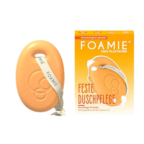 Foamie Feste Duschpflege Orange Sprizz – 3in1 Reinigung, Massage & Pflege – Mit Monoi-Öl & sommerlichem Duft – Feuchtigkeitsspendend, pH-hautneutral, vegan & plastikfrei, 80 g