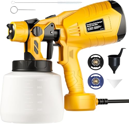 Samvinor Paint Sprayer, Handheld Electric Paint Gun, High Power HVLP Spray Gun with 3 Patterns, Easy to Clean, for House Painting Furniture Cabinets Fence Wall