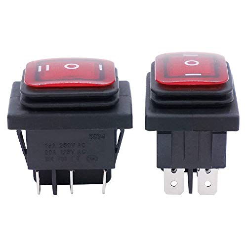 Twidec/2Pcs Waterproof 12V Dc Rocker Switch Red Led Light Illuminated 16A 6 Pins 3 Position On/Off/On Dpst Toggle Switch Boat Or Car Kcd4-203N-R-W #TOP1