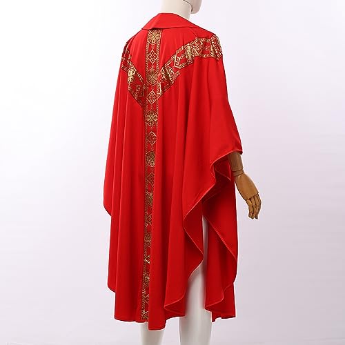 CAMDOM Catholic Priest Chasuble Church Mass Vestment Robe with Stole4