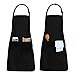 esafio 2 Piezas Delantal, Unisex Delantales de Cocinero para Restaurante Barbacoa Cocinar Hornear Color Negro