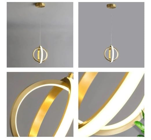 Image of Modern LED Ring Pendant Hanging Light with 3 Color Changing (White /Warm /Natural White) - Adjustable Hanging Ceiling Light for Bedroom, Living Room & Dining Etc