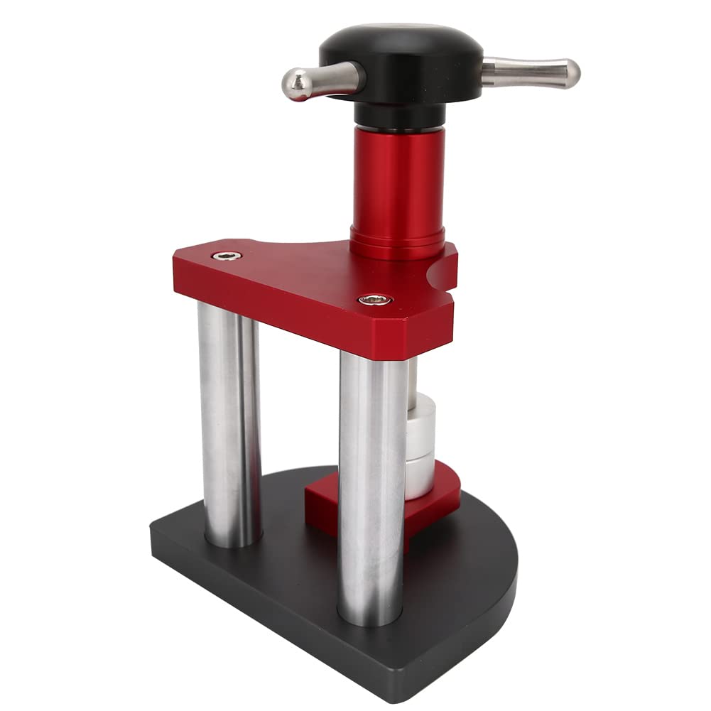 Tbest Máquina Taponadora en Espiral para Cerrar Cajas Traseras de Relojes con 12 Troqueles, Herramienta de Prensa de Reloj de Acero Alto para Reparación de Relojes, Relojero Profesional