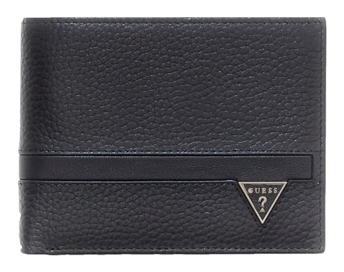 Portefeuille GUESS Monaco compact en cuir noir pour petites poches