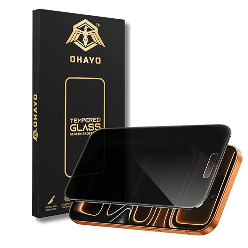 Image of OHAYO Privacy Tempered Glass Screen Protector Compatible with iPhone 17 Pro Max - 9H Anti-Spy Protection, HD Clear View, Bubble-Free Installation, Scratch Resistant, Case-Friendly Design