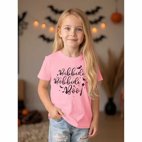 Halloween Shirts for Girls Boo Funny Letter Print T-Shirt Kids Magic Wand Graphic Spooky Season Tee Vacation Tops3