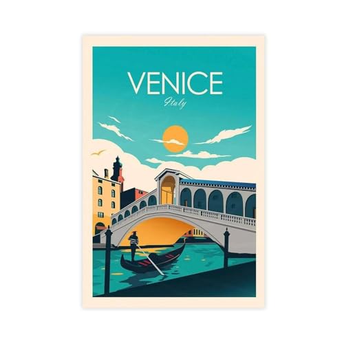 Poster Venise Italie sur toile 60x90 cm, idée cadeau décoration murale