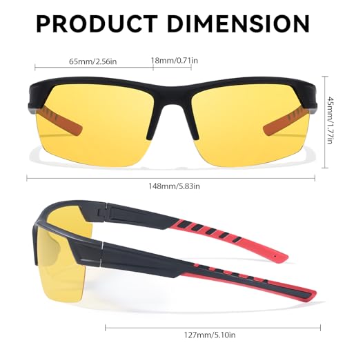 SIPHEW Night Driving Glasses for Men Women, Wrap Around Glasses Yellow Anti Glare Polarized for Night Vision4