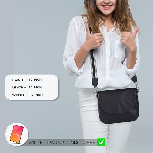 Image of Genuine Leather Shoulder Crossbody Purse For Women with Adjustable Strap, Mobile Pocket & Outside & Inside Zipper