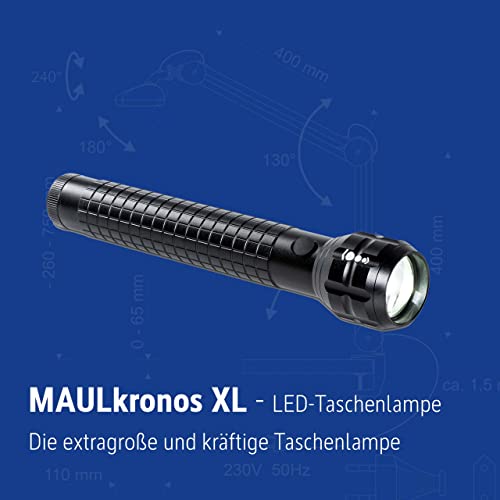 MAUL LED-Taschenlampe MAULkronos XL – outdoor-taugliche LED Taschenlampe für die professionelle Anwendung – extrem helle Taschenlampe mit langer Leuchtdauer und Spritzwasserschutz (IPX4) – schwarz