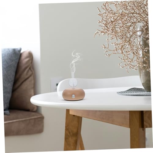 Diffuseur aromathérapie maison portable avec base bois et bouteille verre HEMOTON