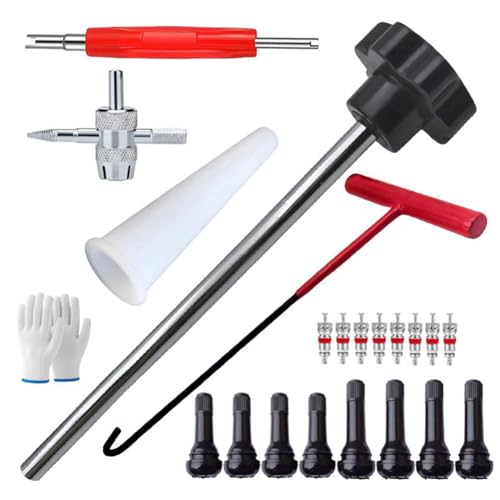 UDSKNV[KSL 23 Piezas Extractor Vástago Válvula Neumático, Kit Herramientas Reparación Neumáticos Metal, Extractor Ruedas Coche Metal, Removedor Neumáticos, Instalador A